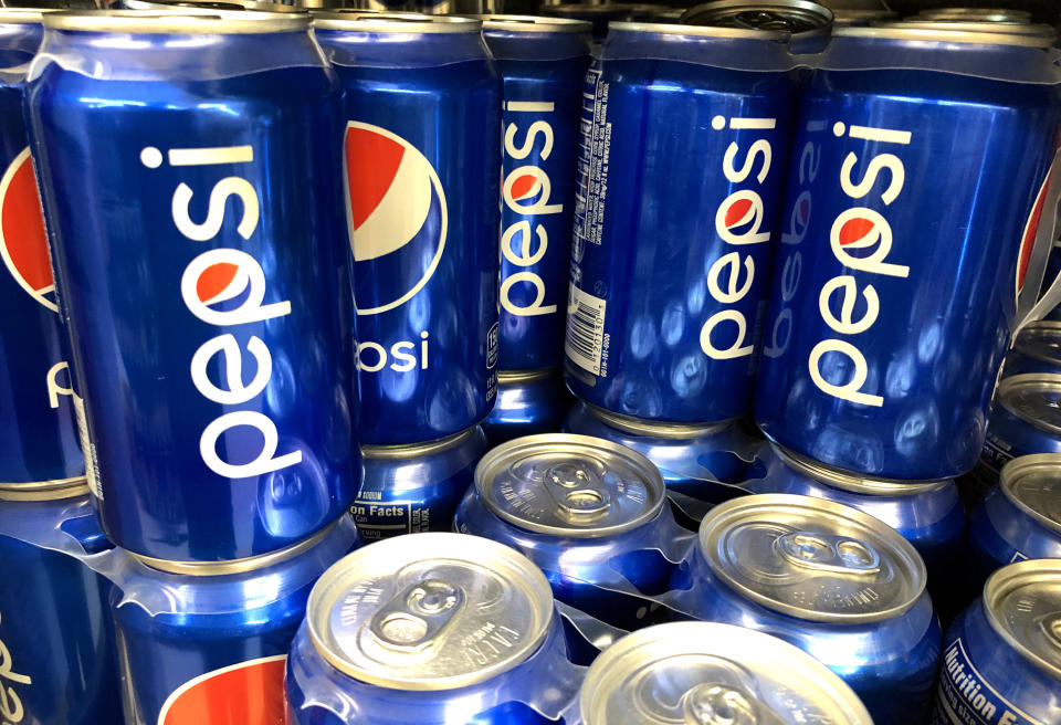 SAN FRANCISCO, CALIFORNIA - JULY 09: Pepsi soft drinks are displayed at a convenience store on July 09, 2019 in San Francisco, California. PepsiCo reported better than expected second quarter earnings of $2.04 billion, or $1.44 a share, compared to $1.82 billion, or $1.28 a share one year ago. (Photo by Justin Sullivan/Getty Images)