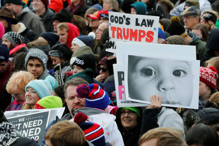 Thousands of people gather for the annual March for Life rally in Washington. REUTERS/Yuri Gripas