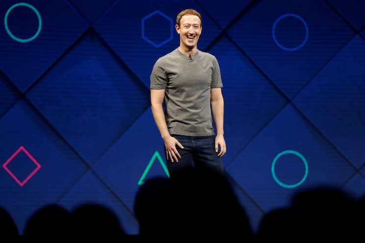 Facebook Founder and CEO Mark Zuckerberg speaks on stage during the annual Facebook F8 developers conference in San Jose, California, April 18, 2017. (Photo: Stephen Lam/Reuters)