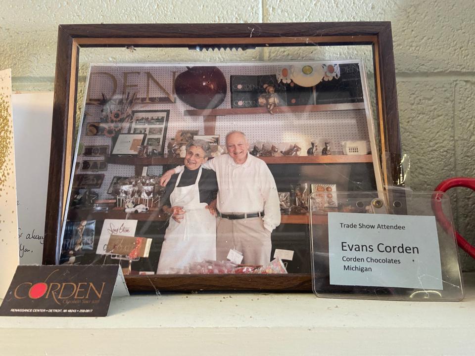 A photo of Maria and Evans Corden is displayed at Corden Chocolates Inkster, which is closing after more than 100 years in business.