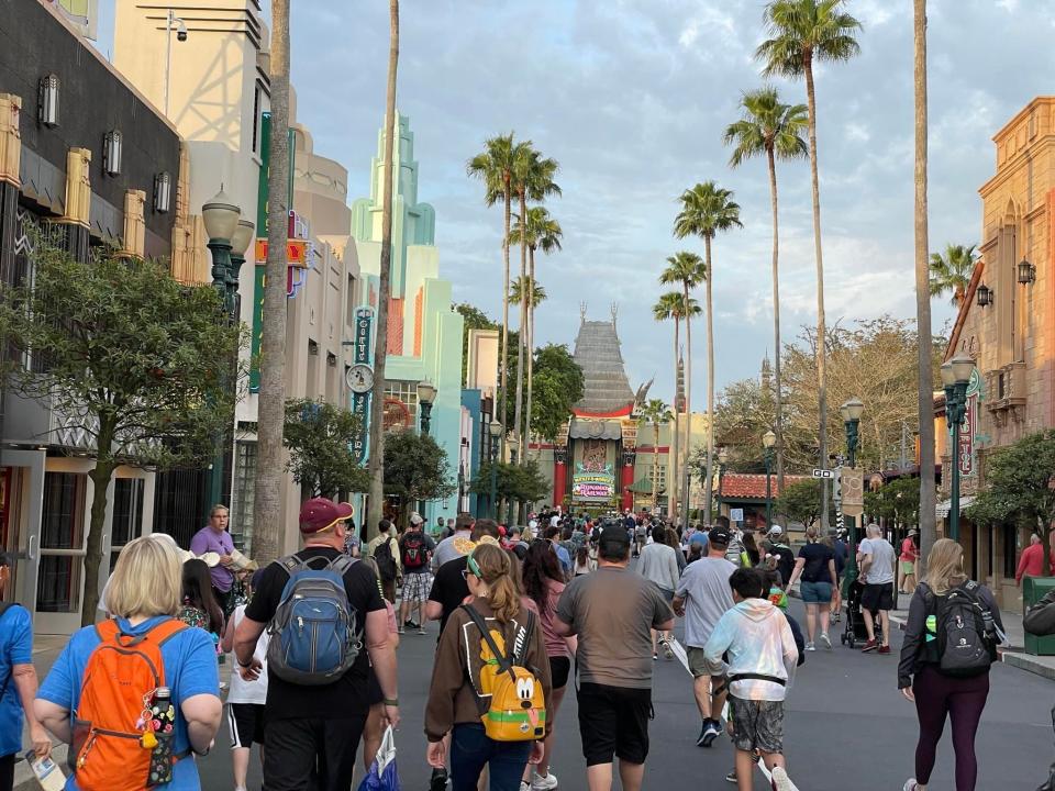 entrance to hollywood studios in disney world during rope drop