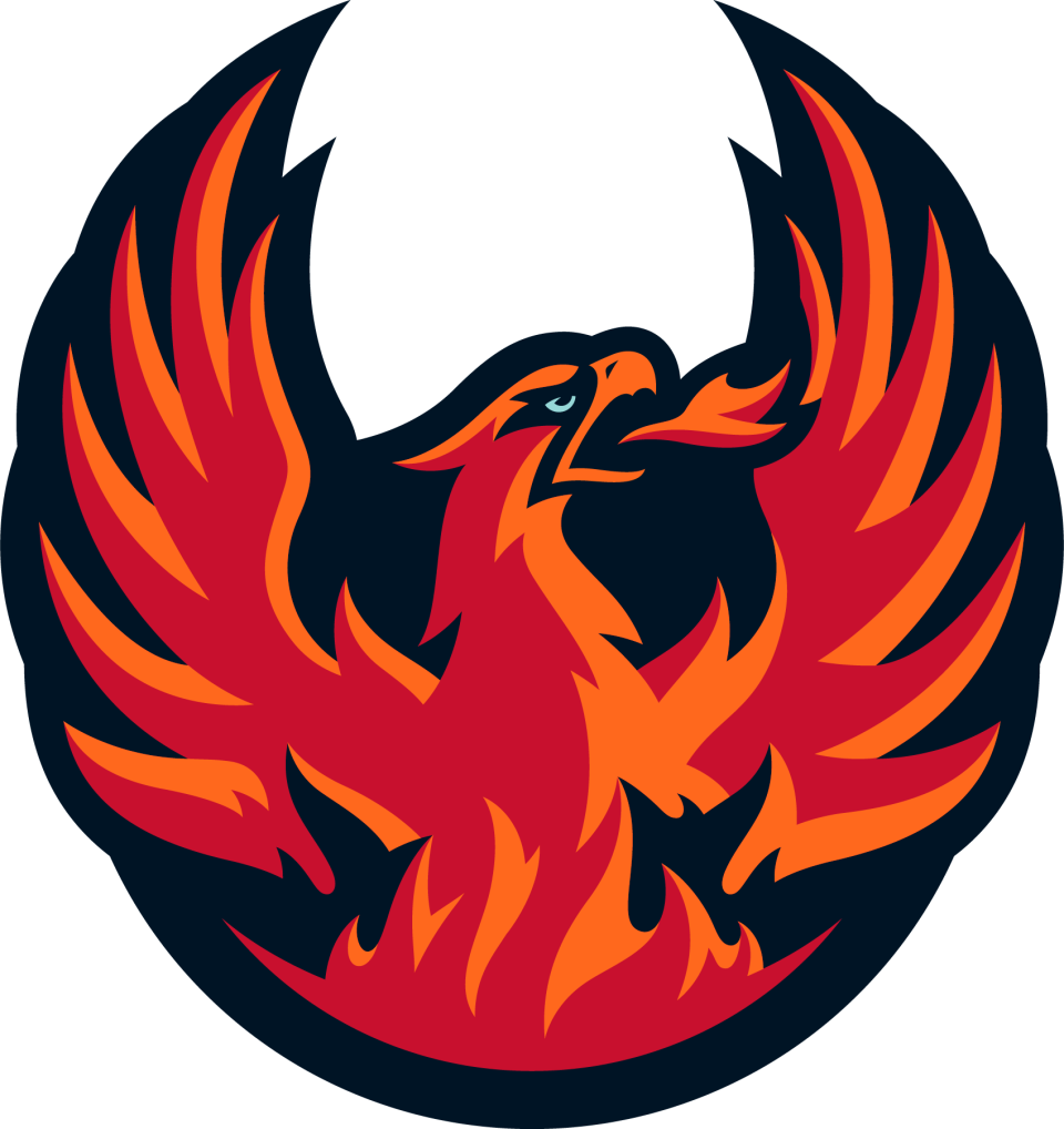 The primary logo for the Coachella Valley Firebirds, the new AHL hockey franchise that will begin play in the Coachella Valley in October 2022. The affiliate team for the NHL's Seattle Kraken took its inspiration as a spiritual descendant of the Kraken — a creature born of myth and legend — where the Kraken is hidden in the deep dark ocean below, the Firebird rises out of the flames of the desert to soar high above.