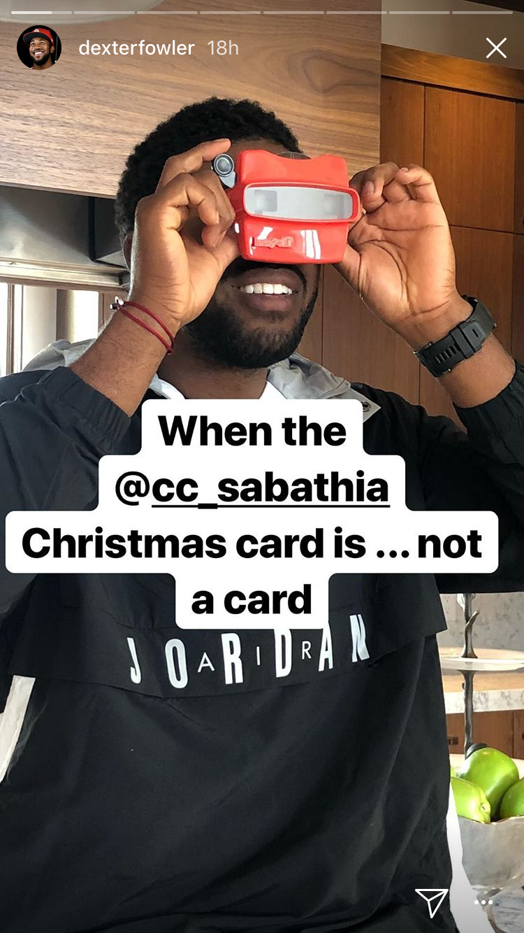 CC Sabathia sent out View-Master Christmas cards. (Snapchat)