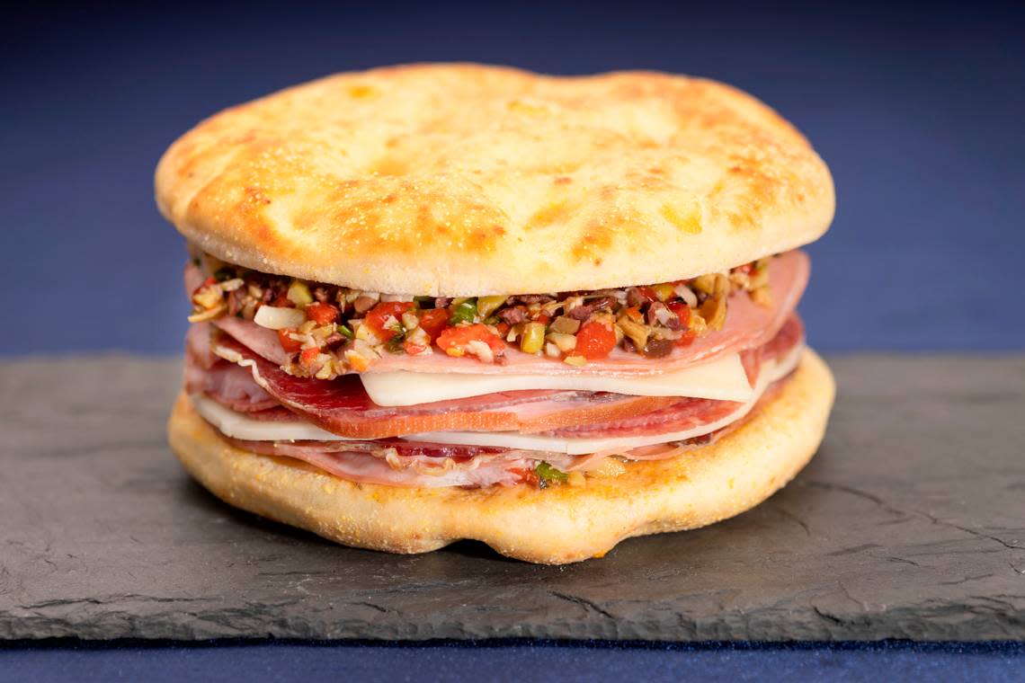 Muffaletta, food photos for Legends at AT&T Cowboys Stadium in Arlington, TX on August 12, 2022.
