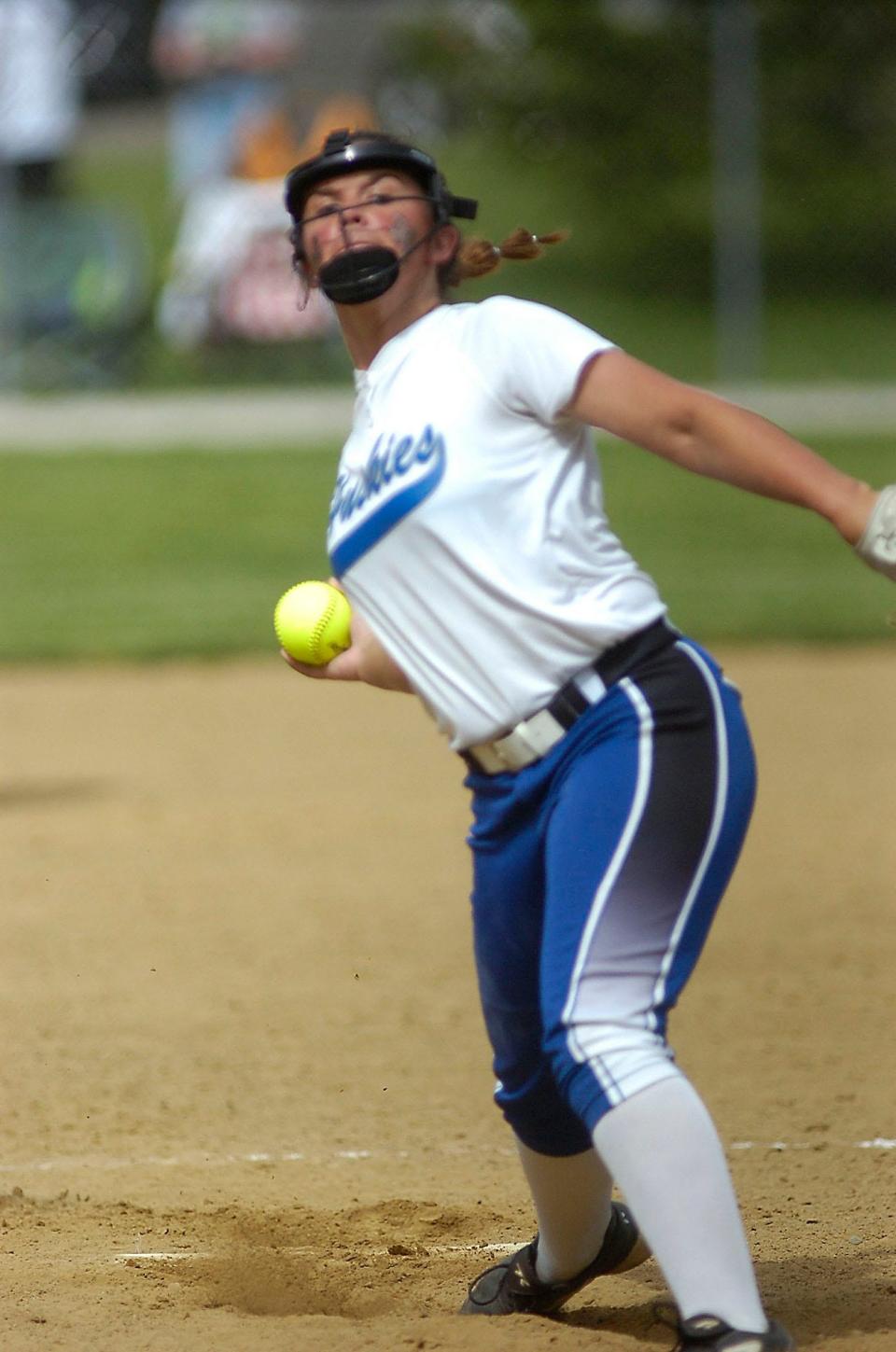 Northwestern High School's Olivia Amstutz (24) during the Div III Regional softball semifinal at Ravenna between Northwestern and Ursuline Wednesdy May 25,2022Ursuline defeated the Huskies. STEVE STOKES/FOR TIMES-GAZETTE.COM