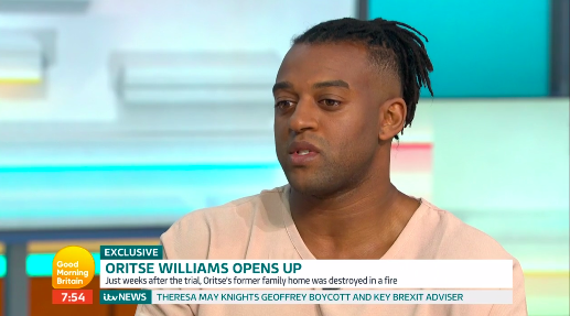 Oritse Williams has given his first interview since being cleared of rape (Credit: ITV)