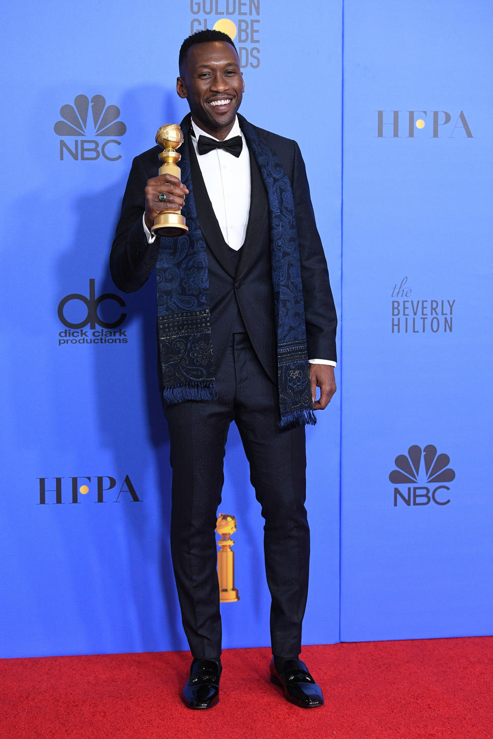 BEVERLY HILLS, CALIFORNIA - JANUARY 06: Best Actor in a Supporting Role in any Motion Picture for 'The Green Book' winner Mahershala Ali poses in the press room during the 75th Annual Golden Globe Awards at The Beverly Hilton Hotel on January 06, 2019 in Beverly Hills, California. (Photo by Daniele Venturelli/WireImage)