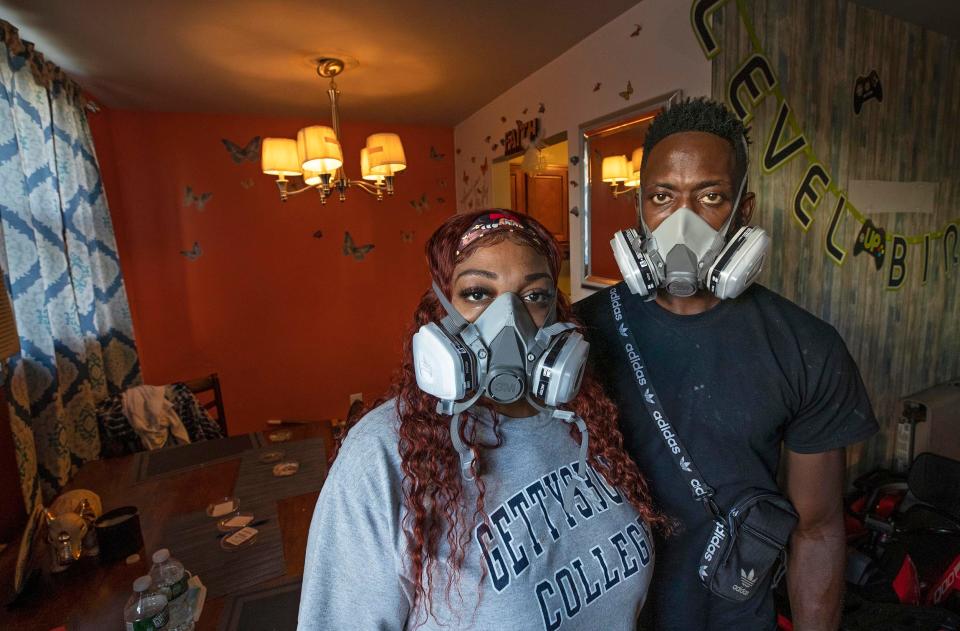 During a visit to their Asbury Park Gardens apartment in October, Charlotte and Derrick Jackson wore respiratory masks to try and ward off the health effects of the mold lurking within their subsidized apartment. The Jacksons said they first reported mold to their property manager two years ago, but the complex never properly addressed the issue. The couple and their four children, then ages 8 months to 10 years, were forced to move to South Carolina in September. Charlotte said the family is now sleeping on air mattresses in a unit they can't afford.