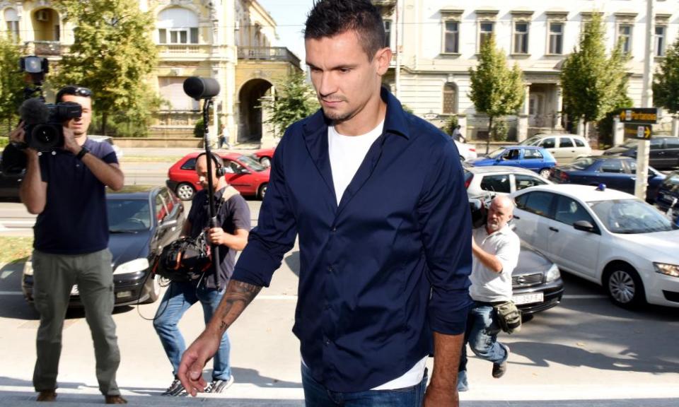 Liverpool’s Croatian defender Dejan Lovren arrives in the eastern Croatian town of Osijek on 1 September 2017 to testify in a corruption trial against Dinamo Zagreb’s ex-chairman.