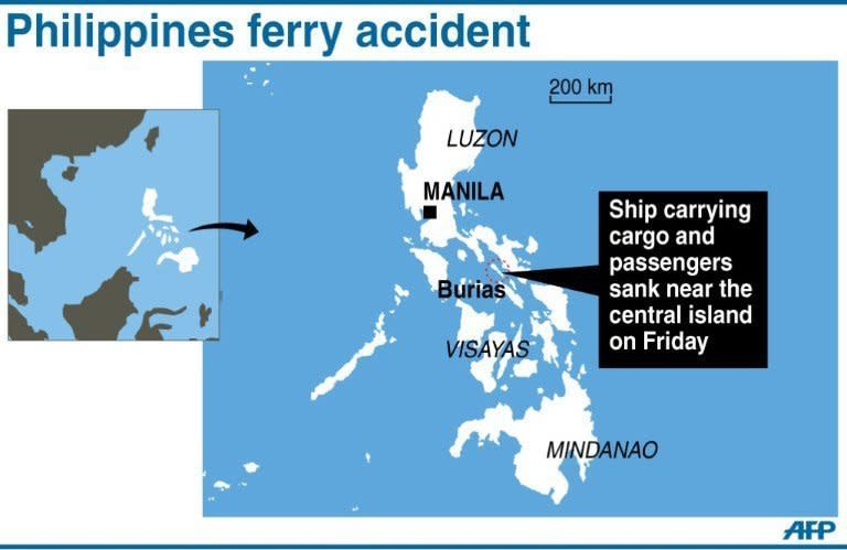 Graphic map showing the island of Burias in central Philippines where a ferry carryring 57 people on board sank on Friday