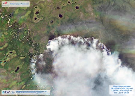 Handout satellite image of wildfires in the Republic of Sakha