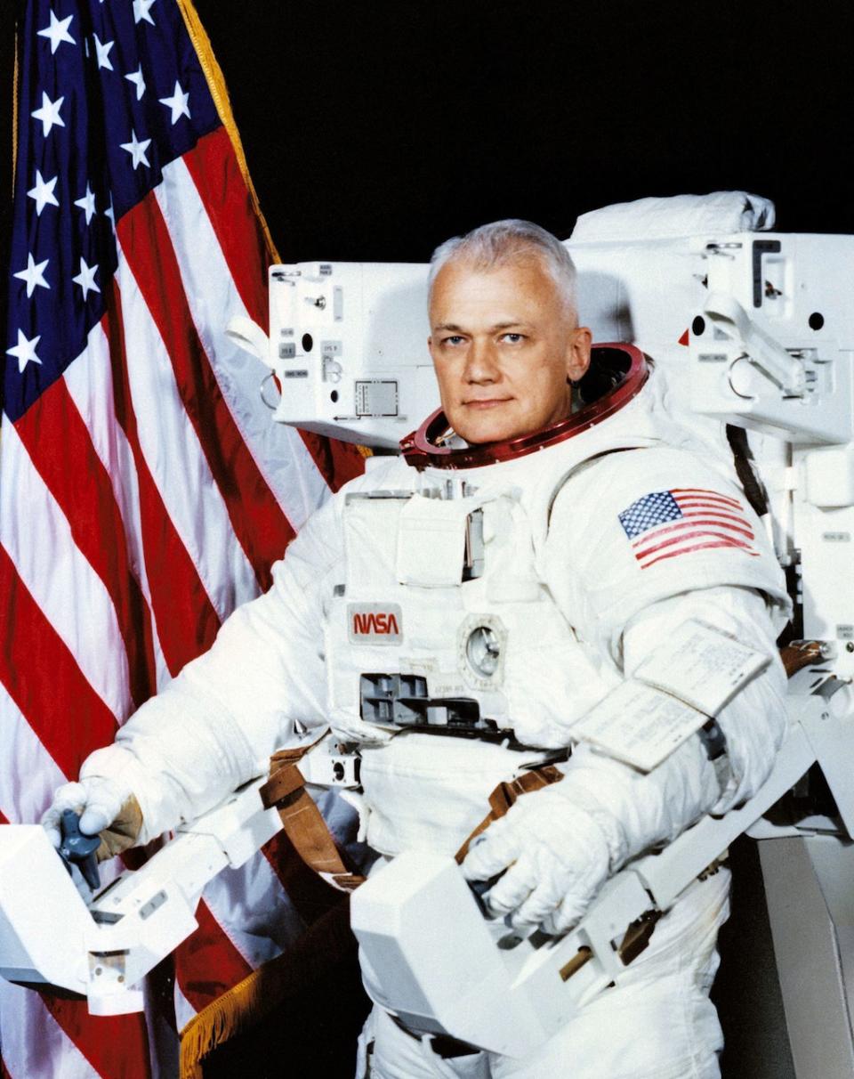 Portrait of Bruce McCandless II, STS-41B spacewalker. <cite>NASA</cite>