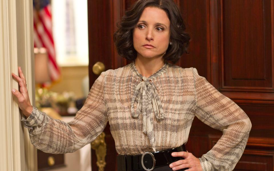 Julia Louis-Dreyfus portraying Vice President Selina Meyer- the ultimate difficult boss - in the HBO comedy series "Veep." - Credit: Bill Gray/AP Photo