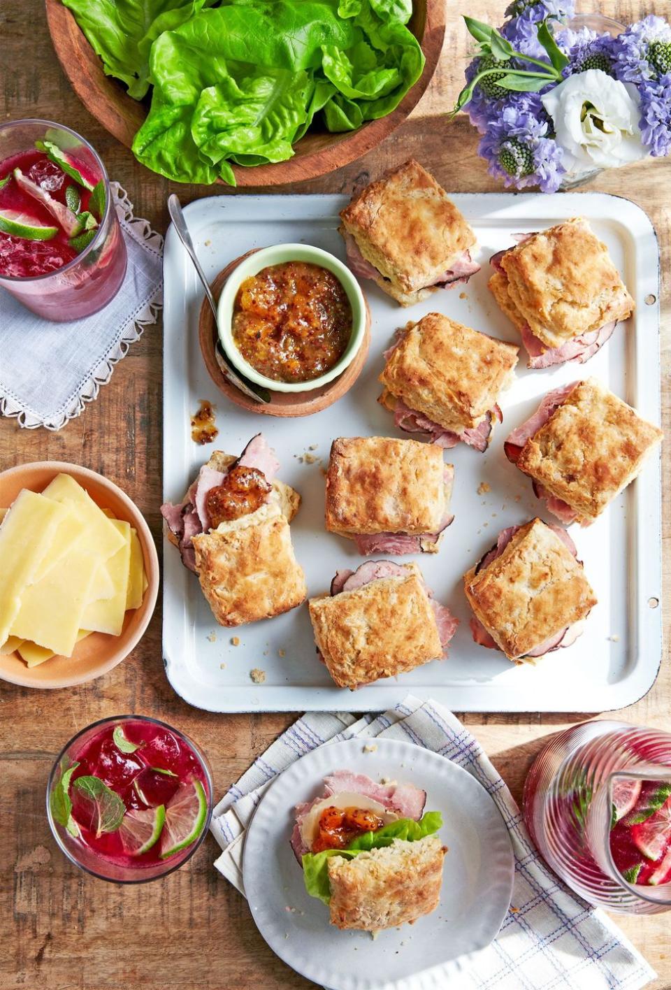 Ham Biscuit Sandwiches with Apricot Mustard