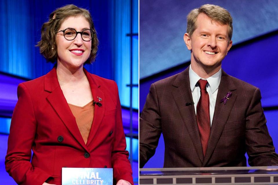 <p>Tyler Golden/ABC via Getty Images; Eric McCandless/ABC via Getty Images</p> (L-R) Mayim Bialik and Ken Jennings.