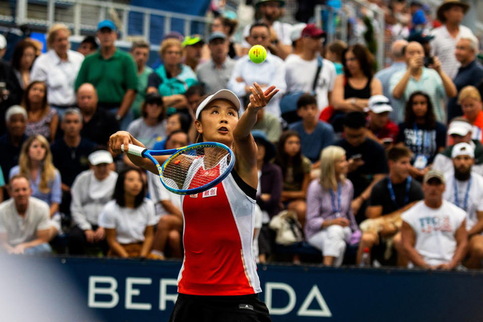 Peng Shuai de China durante el Abierto de Estados Unidos, en Nueva York, el 23 de agosto de 2019. (Demetrius Freeman/The New York Times)
