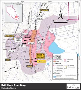 Cathedral and Gully Zone Drill Hole Plan Map.