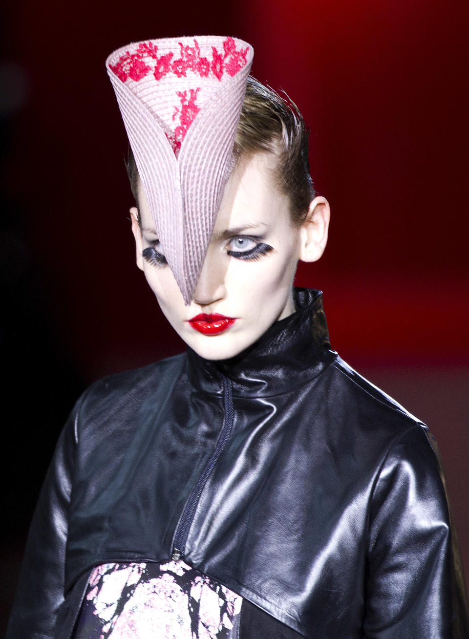 A model wears a creation from designer Fatima Lopes as part of the Fall-Winter, ready-to-wear 2013 fashion collection, during Paris Fashion week, Tuesday, Feb. 28, 2012. (AP Photo/Jacques Brinon)