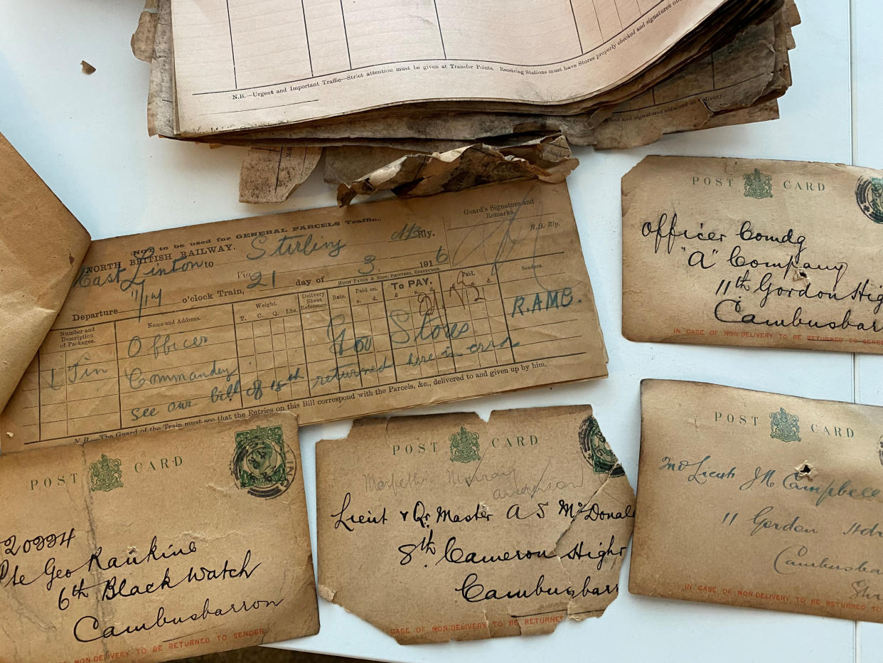 Postcards sent to WWI soldiers were unearthed at Stirling station during renovation works. (SWNS)