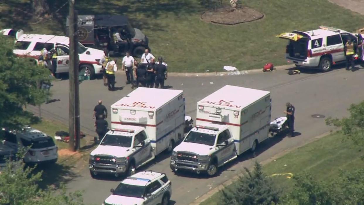 PHOTO: Numerous law enforcement officers struck by gunfire in active situation in the 5000 block of Galway Drive, Charlotte, according to the Charlotte-Mecklenburg Police Department. (WSOC)