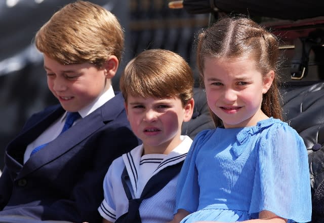 Prince Louis with brother Prince George and sister Princess Charlotte during the 2022 Trooping the Colour - Credit: James Whatling / MEGA.