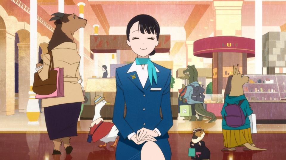 漫畫改編的動畫片《北極百貨的秋乃小姐》描繪新人秋乃小姐的成長過程與日本的服務精神。（東京國際影展提供）