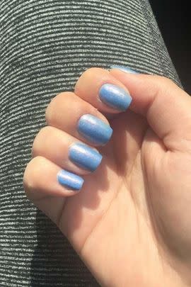 A color-changing nail polish that changes its hue based on the temperature