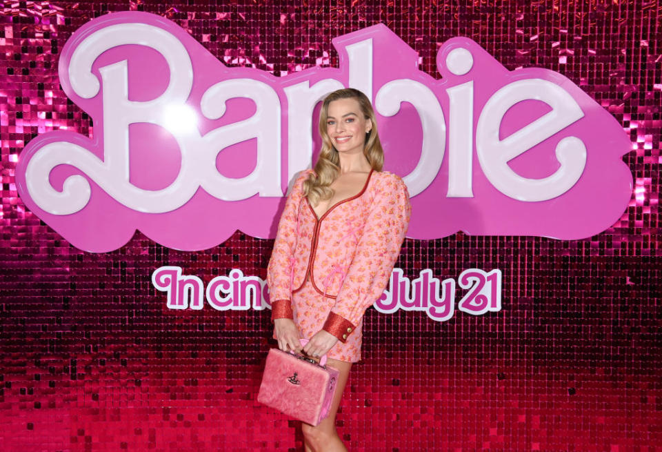 Margot Robbie at a "Barbie" photocall on July 13 in London.