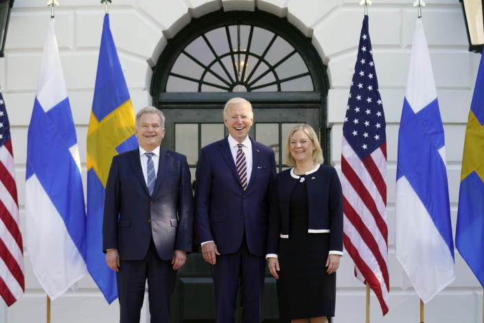 President Biden with Swedish Prime Minister Magdalena Andersson and Finnish President Sauli Niinistö.
