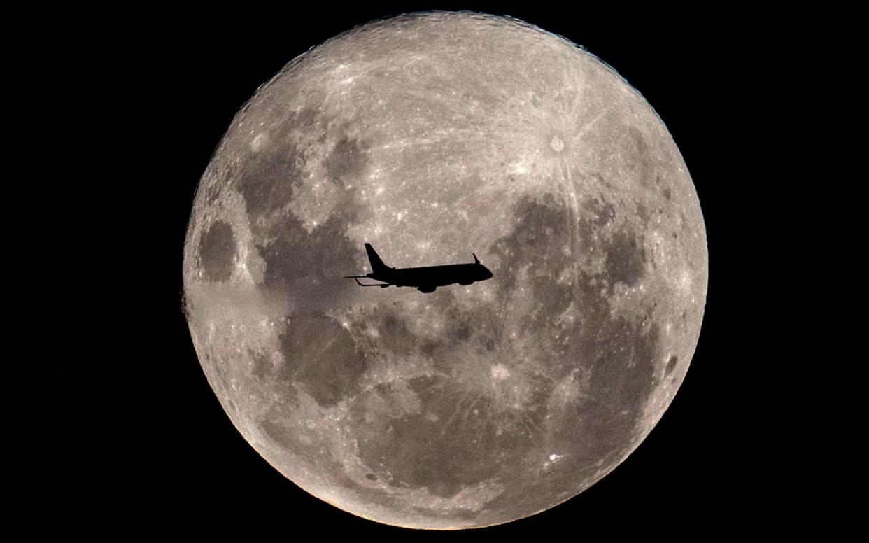 A plane on a flight from Buenos Aires to the Argentine city of Bahia Blanca, passes in front of the 