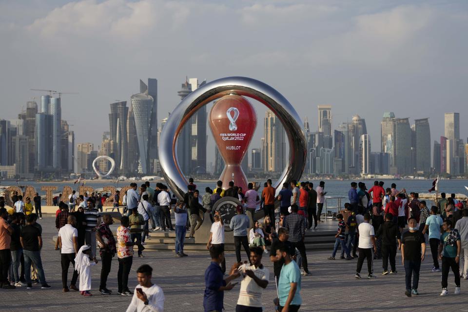 Israel's Foreign Ministry has launched a campaign to educate Israeli soccer fans about how to navigate the laws and customs of Qatar ahead of the World Cup.  (Hassan Ammar / AP)