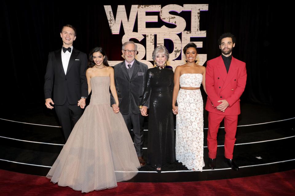 Cast of "West Side Story" with Steven Spielberg