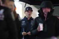 Red Bull driver Max Verstappen, of the Netherlands, heads to a media interview ahead of the Formula One Las Vegas Grand Prix auto race, Wednesday, Nov. 15, 2023, in Las Vegas. (AP Photo/Nick Didlick)