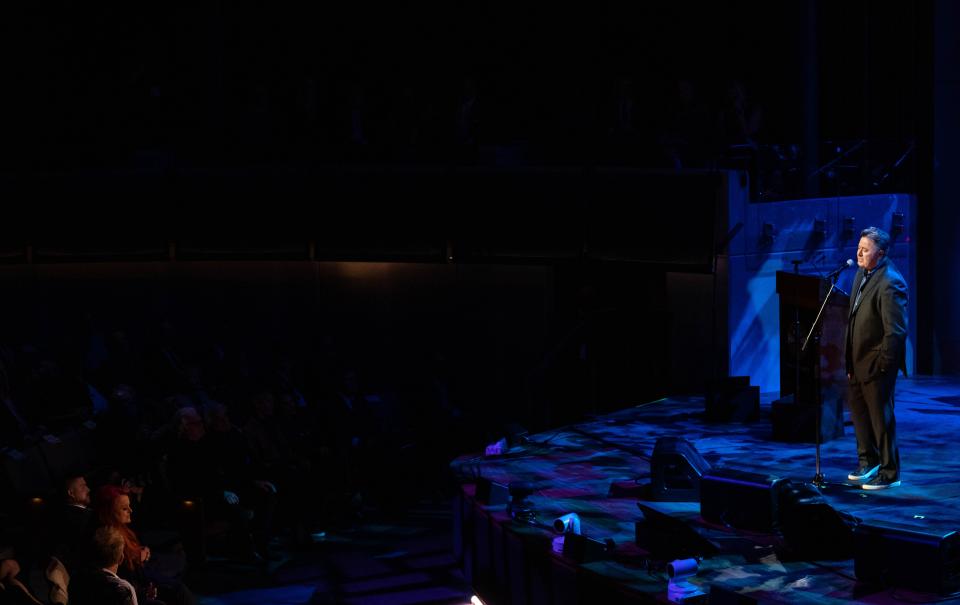 Vince Gill performs a song in honor of the Judds during the medallion ceremony at the Country Music Hall of Fame and Museum in Nashville, Tennessee, Sunday, May 1,2022.