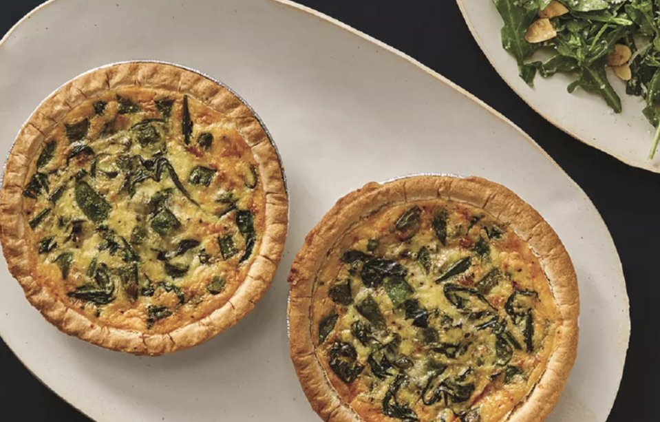 Cheesy Snap Pea and Spinach Quiche