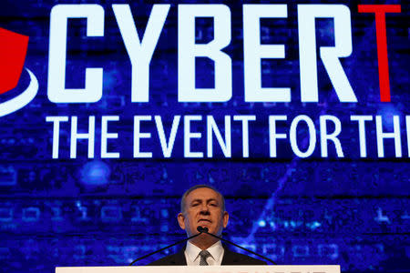 Israeli Prime Minister Benjamin Netanyahu delivers a speech at a Cyber Security Conference in Tel Aviv, Israel January 31, 2017. REUTERS/Baz Ratner
