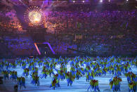 <p>Performers take part in the closing ceremony for the 2016 Rio Olympics at the Maracana Stadium on August 21, 2016. (REUTERS/Toby Melville) </p>