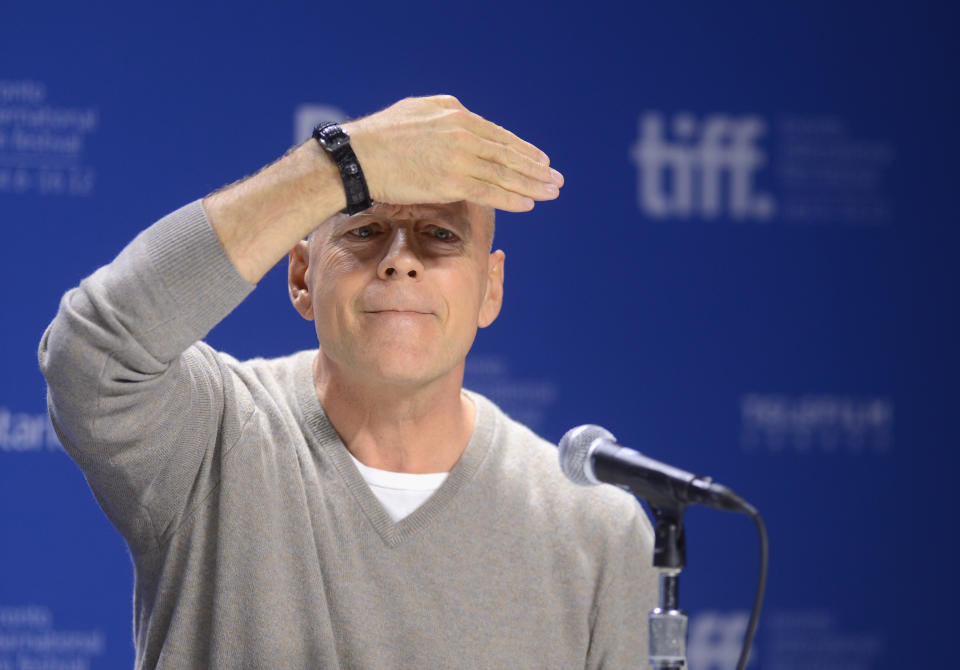 TORONTO, ON - SEPTEMBER 06: Actor Bruce Willis speaks onstage at the "Looper" press conference during the 2012 Toronto International Film Festival at TIFF Bell Lightbox on September 6, 2012 in Toronto, Canada. (Photo by Jason Merritt/Getty Images)