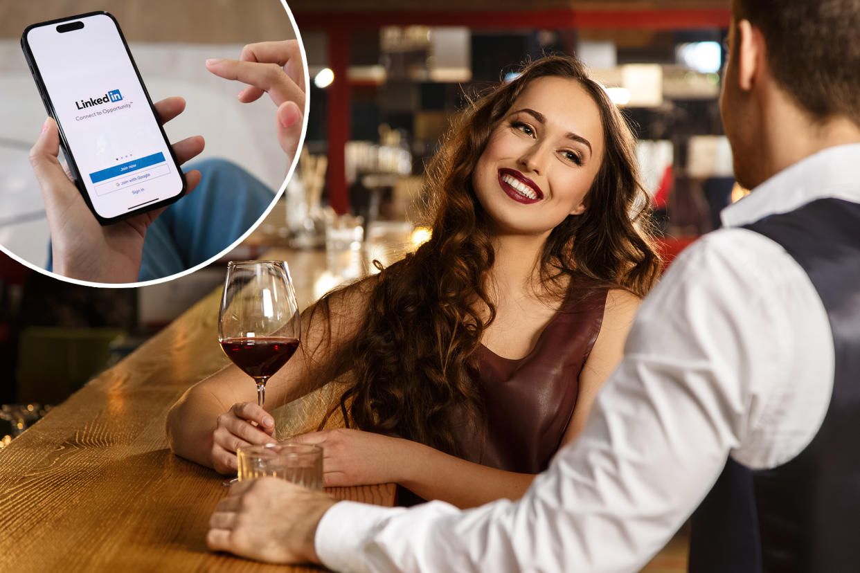 Smile speaks more than words. Beautiful young woman holding a glass of wine smiling joyfully to her man on a date at the bar