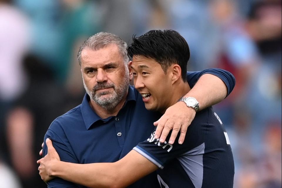 Connection: Postecoglou (left) has trusted Son as the new Tottenham captain (Getty Images)