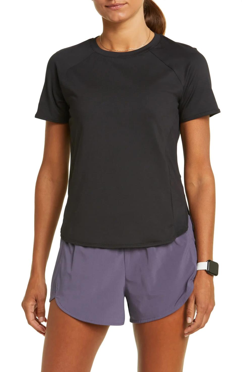 <p>You can never go wrong with having a classic black tee included in your stock of athletic wear essentials. This <span>Zella Performance Mesh Top</span> ($33, originally $49) is an even more elevated tee option, as it features a mesh back design and side panel accents, both of which help to provide more breathability in even the warmest temperatures.</p>