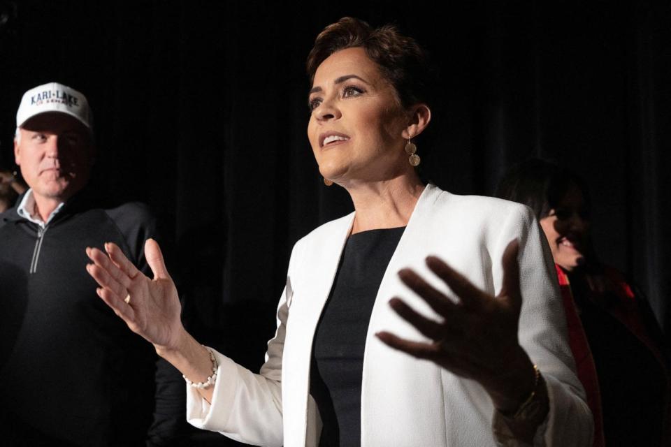 PHOTO: Arizona Republican Senate candidate Kari Lake during a town hall on the U.S.-Mexico Border hosted by the Conservative Political Action Conference (CPAC) in Green Valley, Ariz., Jan. 31, 2024.  (Rebecca Noble/Reuters, FILE)