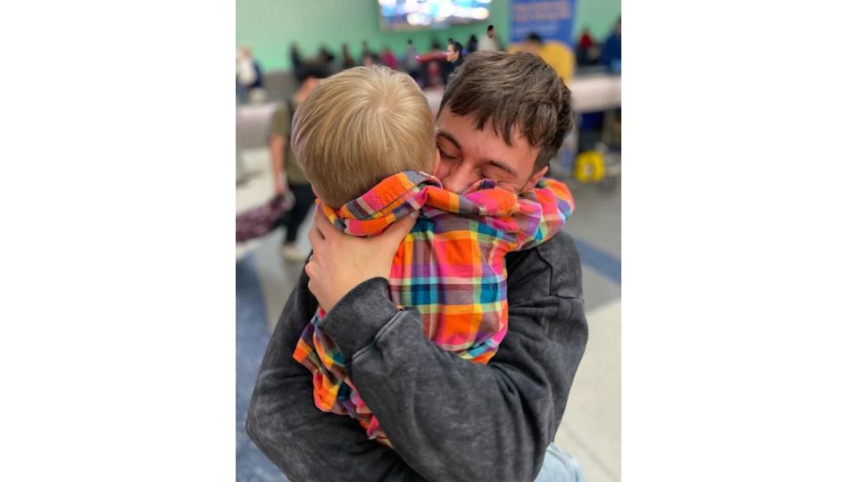 Tom Daley reunited with his son Robbie