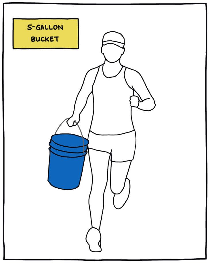 Runner with 5 gallon bucket illustration
