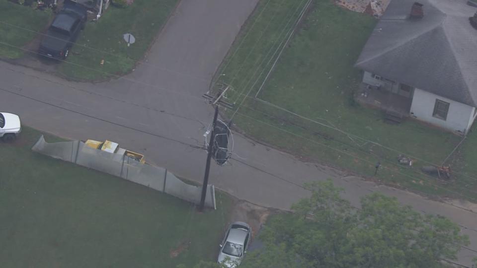 A neighbor living in Lowell told Channel 9 a trampoline blew up onto power lines last week in front of his house, suspending it in midair. He lives on Oakland Street near Highway 7.