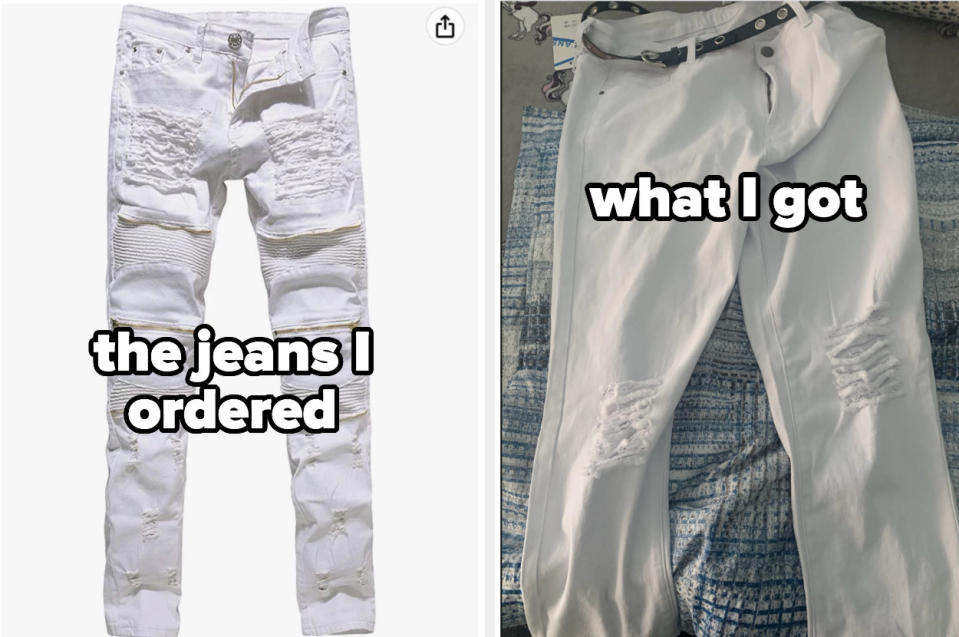 Side-by-side of white jeans