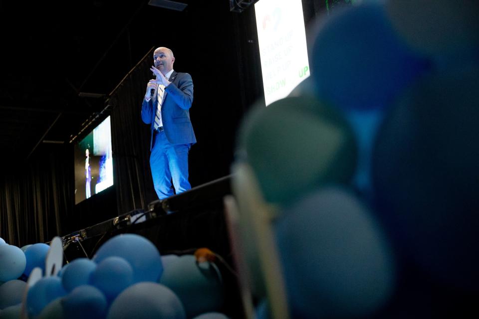 Gov. Spencer Cox speaks at the Show Up for Teachers Conference at the Mountain America Expo Center in Sandy on Wednesday, July 19, 2023. | Spenser Heaps, Deseret News