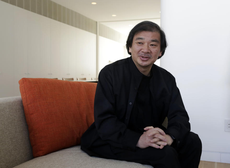 This March 20, 2014 photo shows Tokyo-born architect Shigeru Ban, 56, the recipient of the 2014 Pritzker Architecture Prize, in New York. (AP Photo/Richard Drew)
