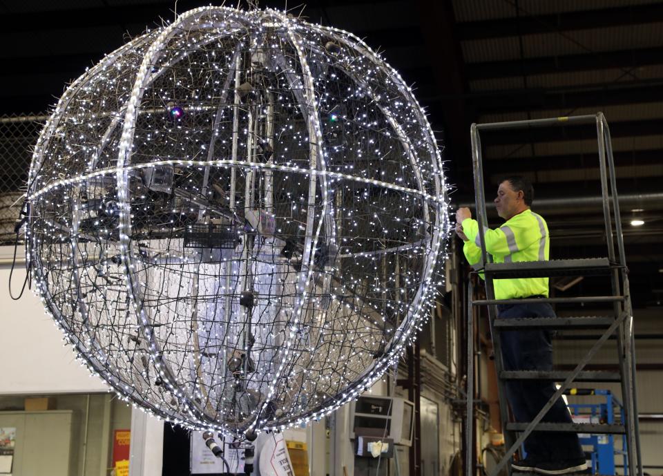 Getting the New Year's Eve ball ready for last year's celebration in White Plains.