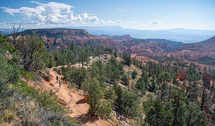 Undated photo of two hikers along the 8-mile Fairyland Loop Trail. (Courtesy Bryce Canyon National Park). An Arizona woman who disappeared hiking on Aug. 25, 2023, was found dead in the park on Aug. 26, 2023, park officials said.